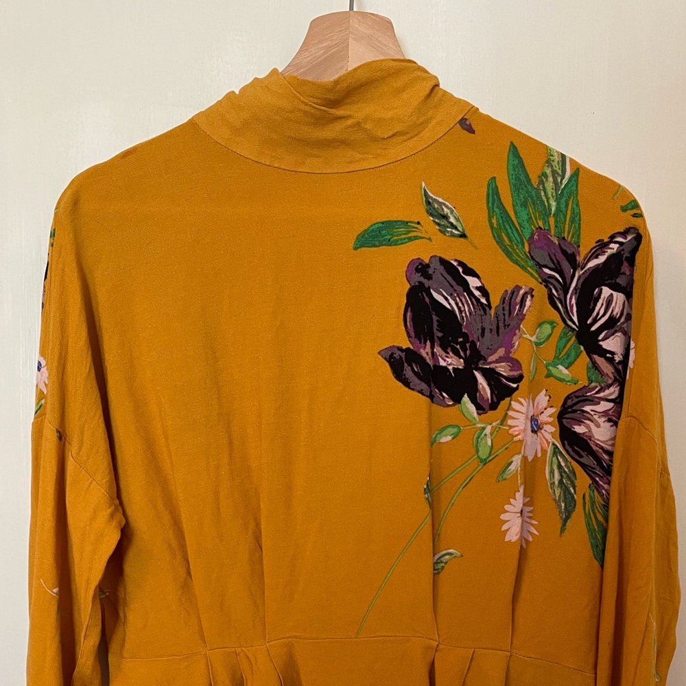 Free People Gold Floral Openback Top